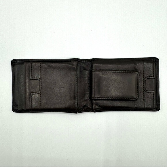 RUDSAK BROWN LEATHER BIFOLD WALLET MEN WALLET MAGNETIC MONEY  HOLDER - Picture 3 of 8